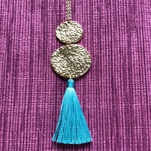 Gorjana Turquoise/Gold Tassel Necklace NWOT